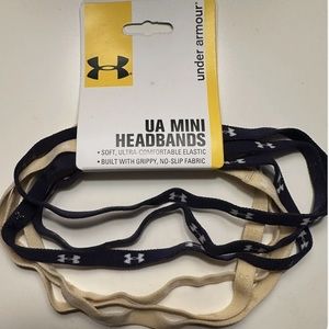 NWT Under Armour Mini Headbands 6 Pack Navy & Gold (Pale Yellow) New